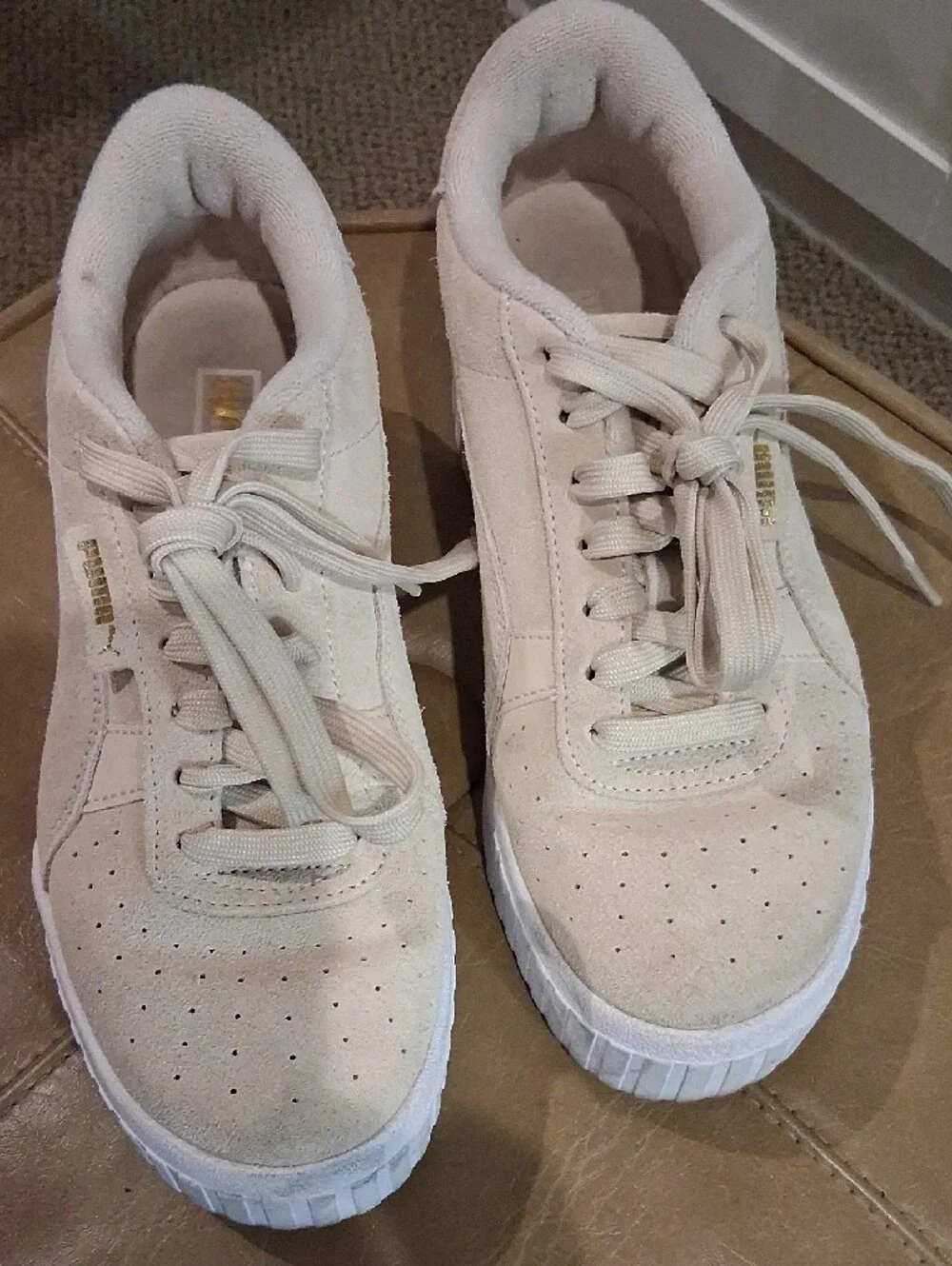 Puma Suede Platform Sneakers in Light Beige